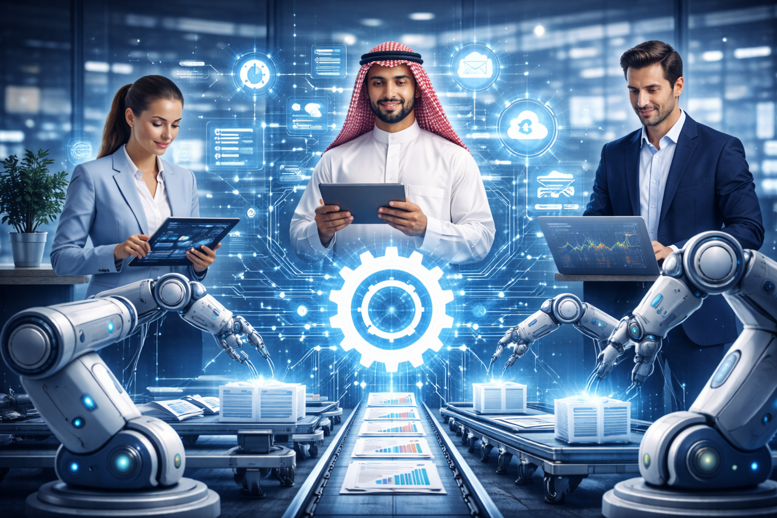 أتمتة العمليات من خلال استخدام الأنظمة الذكية لتسريع الإجراءات وتحسين كفاءة العمل وتقليل التدخل اليدوي