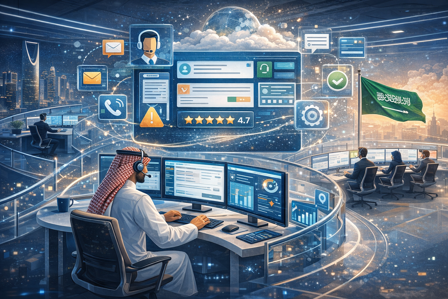 نظام خدمة العملاء من خلال منصة موحدة لإدارة التفاعلات وتحسين سرعة الاستجابة وجودة تجربة العملاء باستخدام حلول رقمية متكاملة