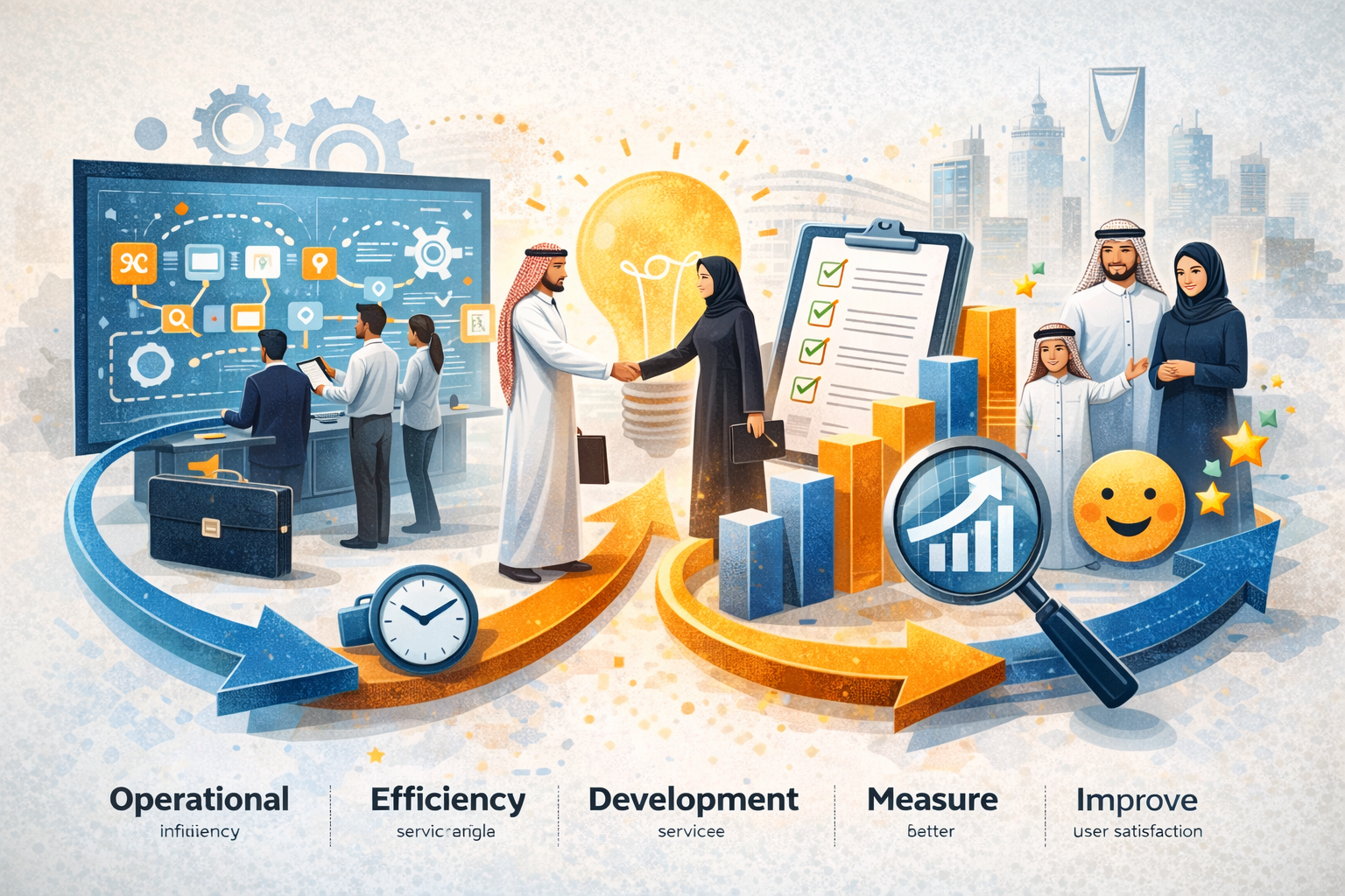 تحسين جودة الخدمات من خلال رفع كفاءة العمليات وتطوير الخدمات وقياس الأداء لتحقيق تجربة مستفيد أفضل بشكل مستدام