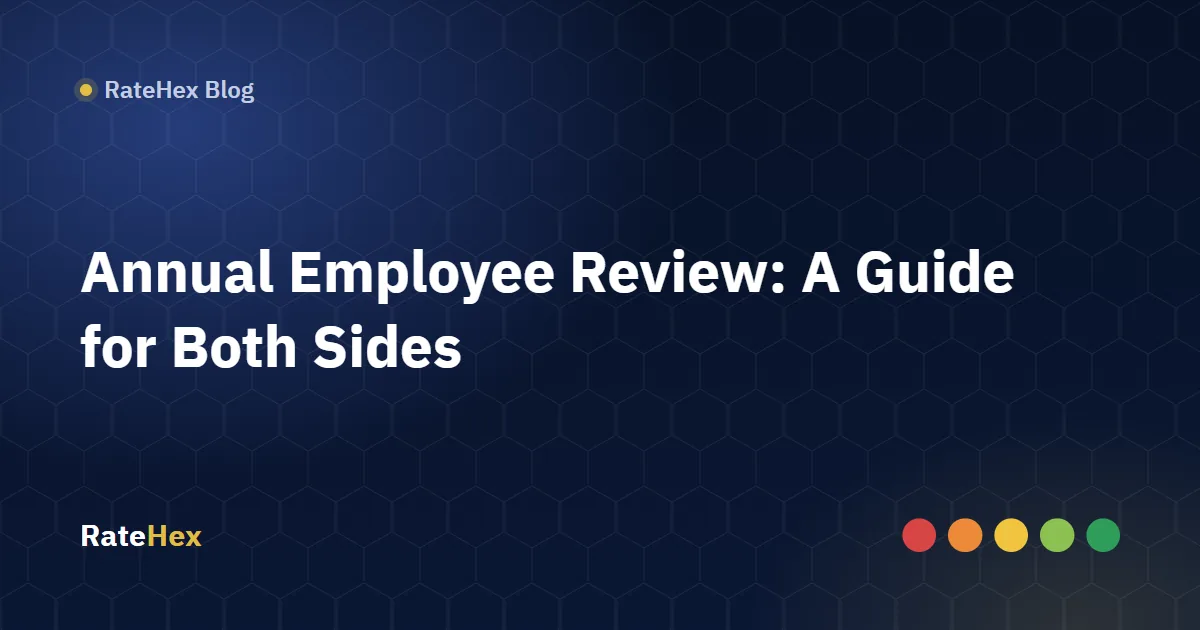An annual employee review meeting between a manager and an employee going over the results and the employee's comments on the review